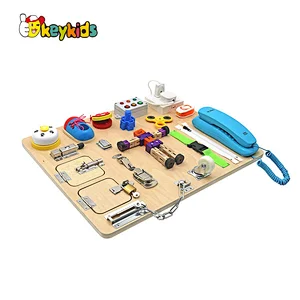 Early learning sensory unlock toys wooden montessori latch boards for children W12D249
