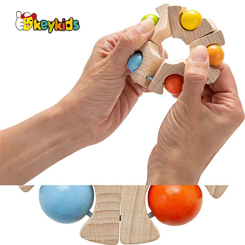 Wholesale Early Learning Wooden Rainbow Wheel Grasping Toy For Baby W07K025