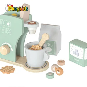 New Design Kitchen Pretend Play Wooden Coffee Maker Toys Set For Kids W10D672