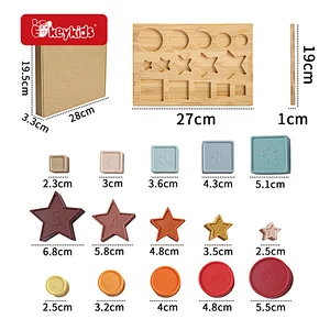 Early Learning Food Grade Teething Silicone Wooden Stacking Blocks For Kids W12D498