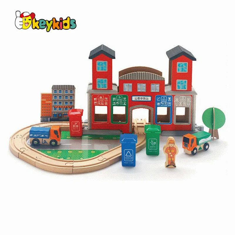 Classical toy train sets wooden model track toys for children W04C253