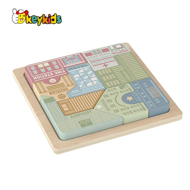 Factory Direct Early Learning Jigsaw 3D Wooden Puzzle Block Toy For Kids W14A374