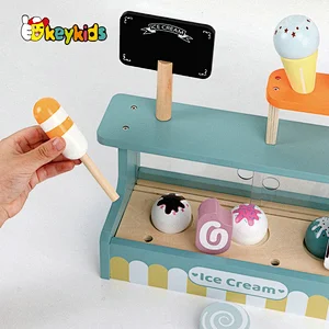 New arrive pretend play interactive wooden toy ice cream store for kids W10A177