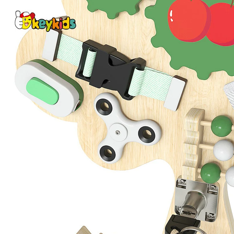 Customize tree shape wooden busy sensory board for early learning W12D439