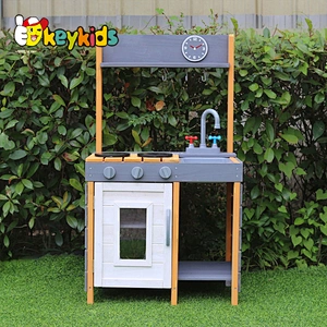 Chidren outdoor play wooden mud kitchen set toys with sink, stove, and oven W10C773