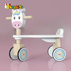 wholesale baby pink unicorn wooden ride on animal toy for children W16B019