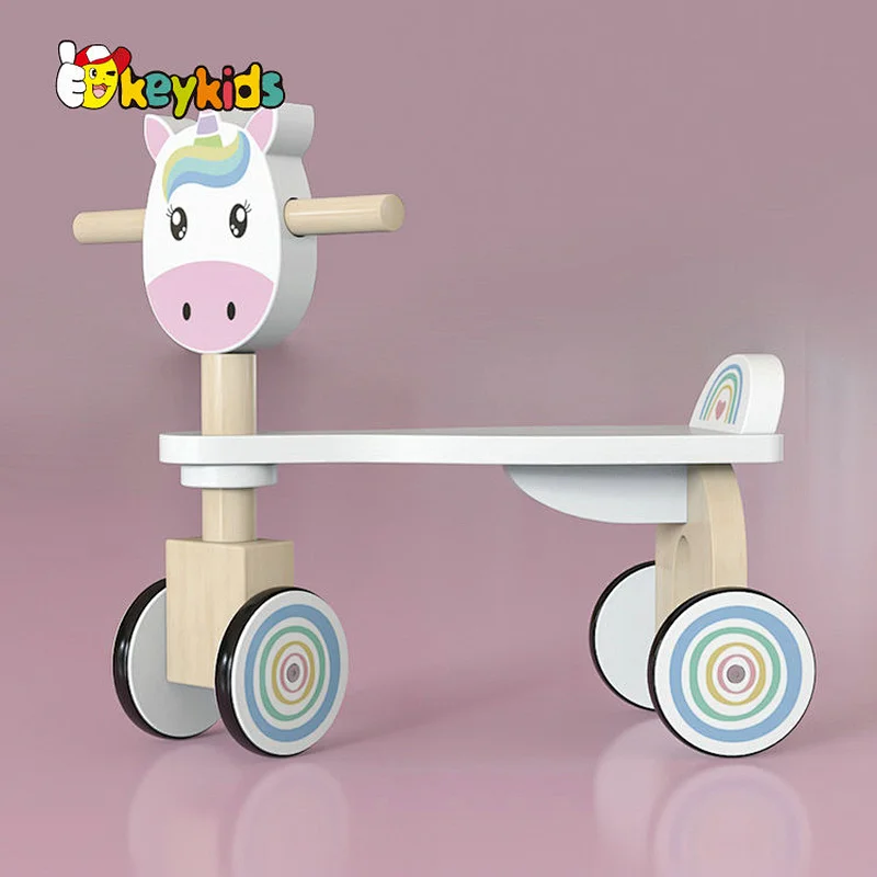 wholesale baby pink unicorn wooden ride on animal toy for children W16B019
