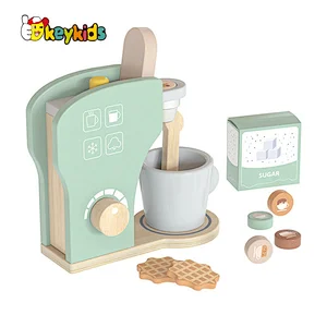 New Design Kitchen Pretend Play Wooden Coffee Maker Toys Set For Kids W10D672