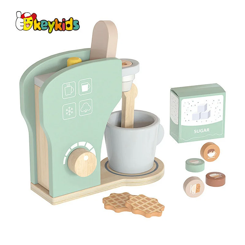 New Design Kitchen Pretend Play Wooden Coffee Maker Toys Set For Kids W10D672