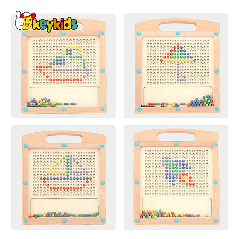wholesale double-sided magnetic blackboard wooden beads toy with pen W12B242