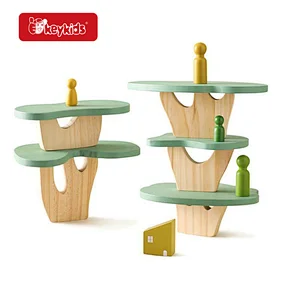 Hot Sale Early Educational Toy 11 Pcs Wooden Tree Stacking Blocks For Kids W13D414