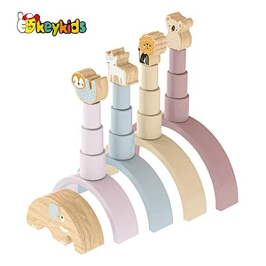 Montessori balancing wooden rainbow stacking toy for kids W11F114