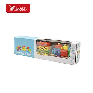 Hot Selling Educational Colorful Stacking Wooden Blocks Train Toy For Kids W04A606