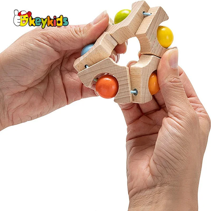 Wholesale Early Learning Wooden Rainbow Wheel Grasping Toy For Baby W07K025