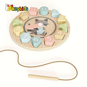 Customize Educational Toy Cartoon Wooden Number Puzzle Clock Toy For Kids W14K067A