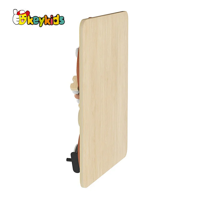 New design monkey shape educational children wooden activity board with locks W12D440