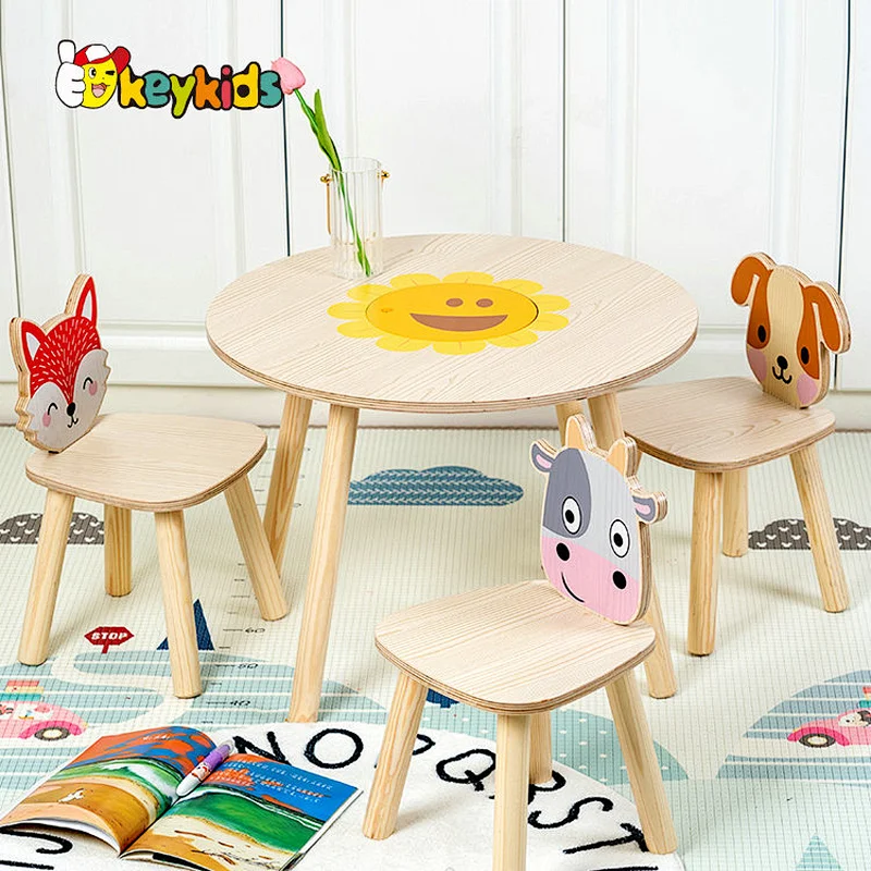 Customize preschool 4 in 1 wooden kindergarten table and chair set for kids W08G351