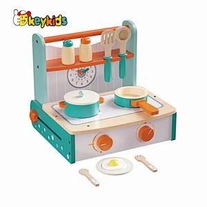 High quality simulation pretend play wooden kitchen foldable stove toy for kids W10D631