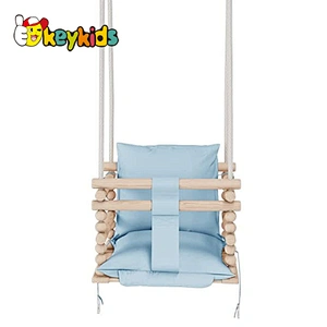 Professional factory baby indoor wooden swing sets with safety belt W01F061