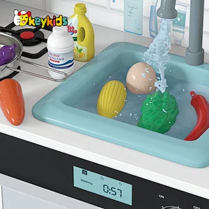 New Arrival water running wooden kids play kitchen with washing machine W10C787