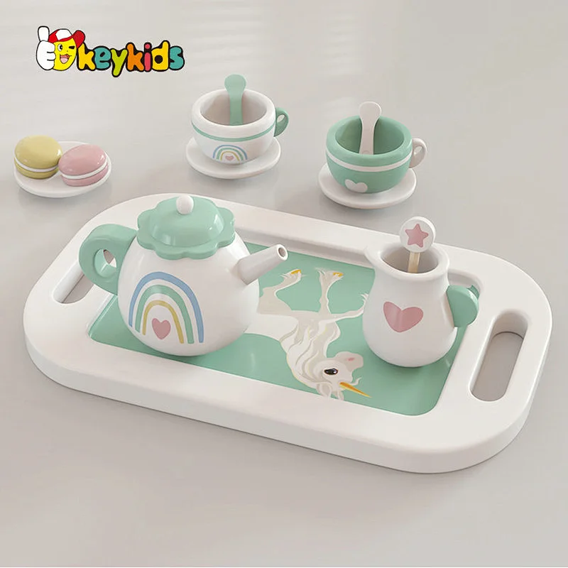 New arrivals role play simulation wooden toy afternoon tea set for kids W10B463