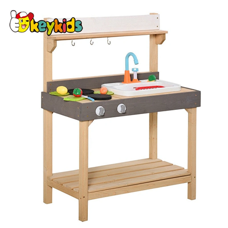 Cheap durable outdoor wooden mud kitchen play set with sink W10C774