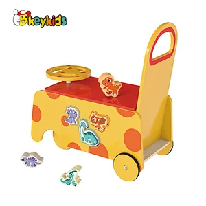 New Educational Wooden Cartoon Animal Push Along Walker Toy For Baby W16E209