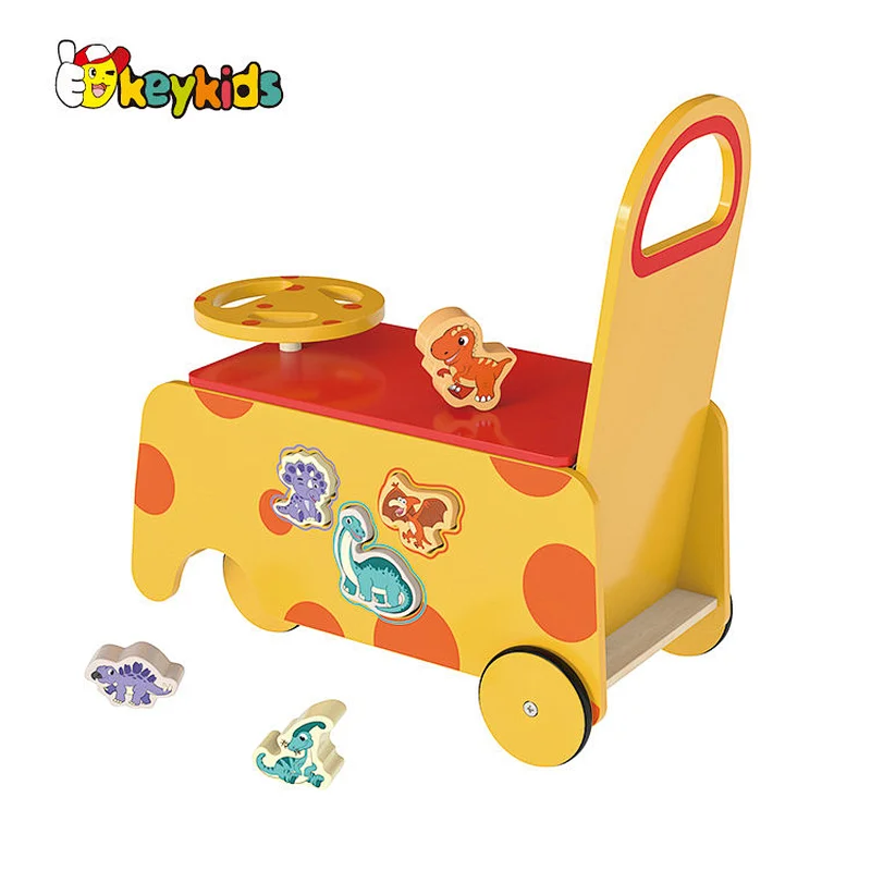 New Educational Wooden Cartoon Animal Push Along Walker Toy For Baby W16E209