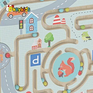 Customize kids educational toys wooden marble maze board for playing W11H107