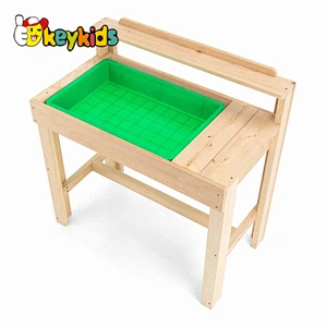 Kids garden pretend play wooden mud kitchen with pump function W10C768