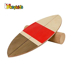 wholesale adults balance training wooden wobble board with cork roller W01F092