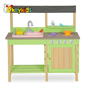 Children pretend play mud kitchen wooden toy kitchen set for for outdoor play W10C780