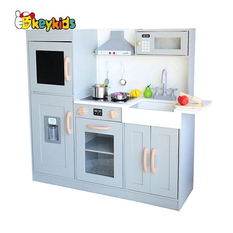 wholesale cheap children wooden play kitchen with ice maker W10C859