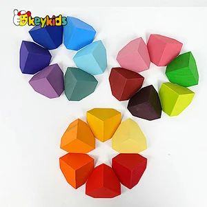 Early Educational Coloful Corner Stone Blocks Wooden Stacking Toy For Kids W11D024