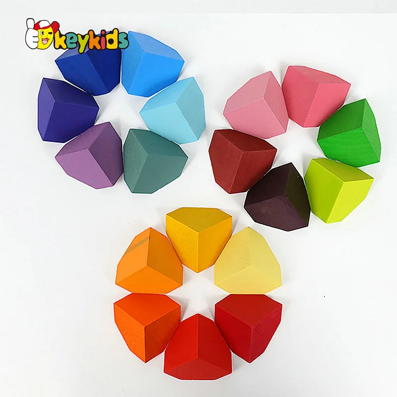 Early Educational Coloful Corner Stone Blocks Wooden Stacking Toy For Kids W11D024
