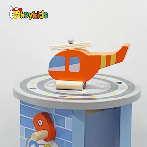 New design preschool simulation wooden rail car parking lot toy for children W04B118