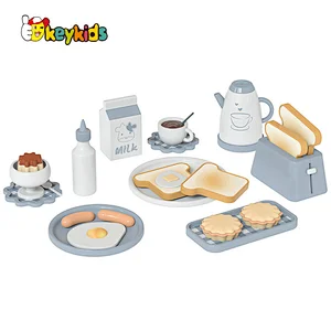 Hot sale pretend play cooking wooden toy breakfast set for children W10B466