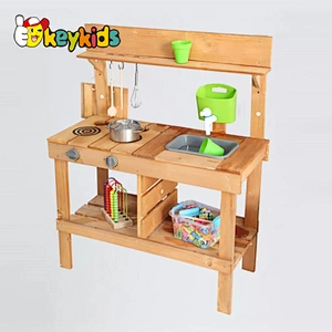 High Quality Kids Outdoor Cooking Game Simulation Mini Wooden Mud Kitchen W10C800
