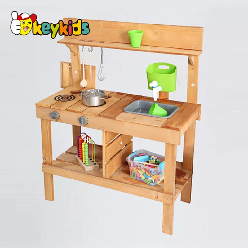 High Quality Kids Outdoor Cooking Game Simulation Mini Wooden Mud Kitchen W10C800