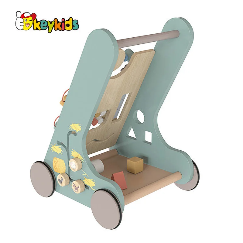 New design educational activity play wooden walking push toy for toddlers W16E210