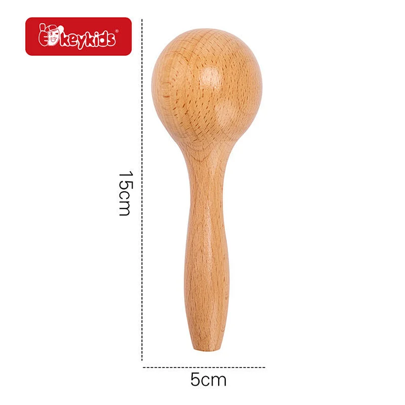 Wholesale Educational Musical Instrument Beech Wooden Maracas Toy For Kids W07I199