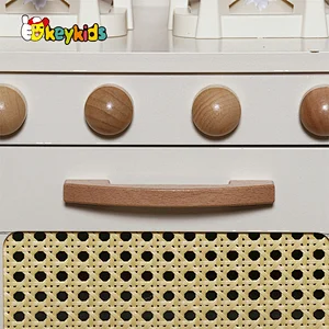 2023 New Upgrade stove wooden kids pink play kitchen with realistic light and sound W10C601C