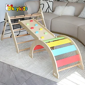 Montessori climbing triangle toys wooden indoor climber with ramp W01F107