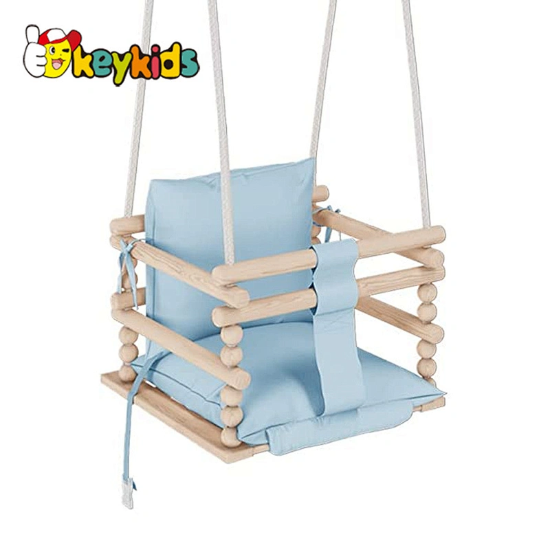 Professional factory baby indoor wooden swing sets with safety belt W01F061