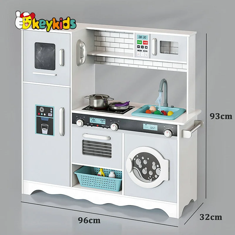 New Arrival water running wooden kids play kitchen with washing machine W10C787