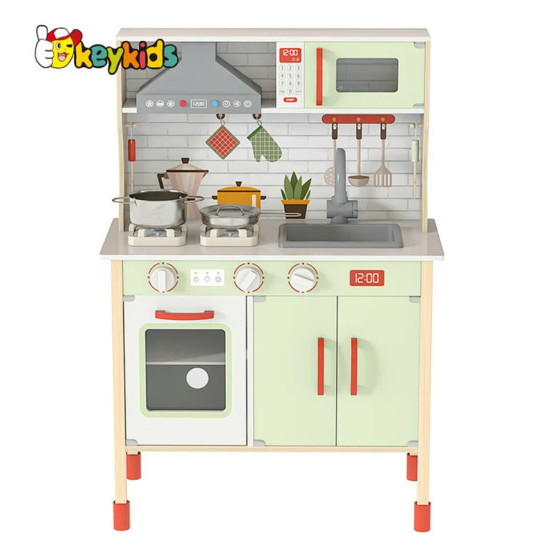 Kids Pretend Play Cooking Set Toys Wooden Play Kitchen With Light Sound W10C869