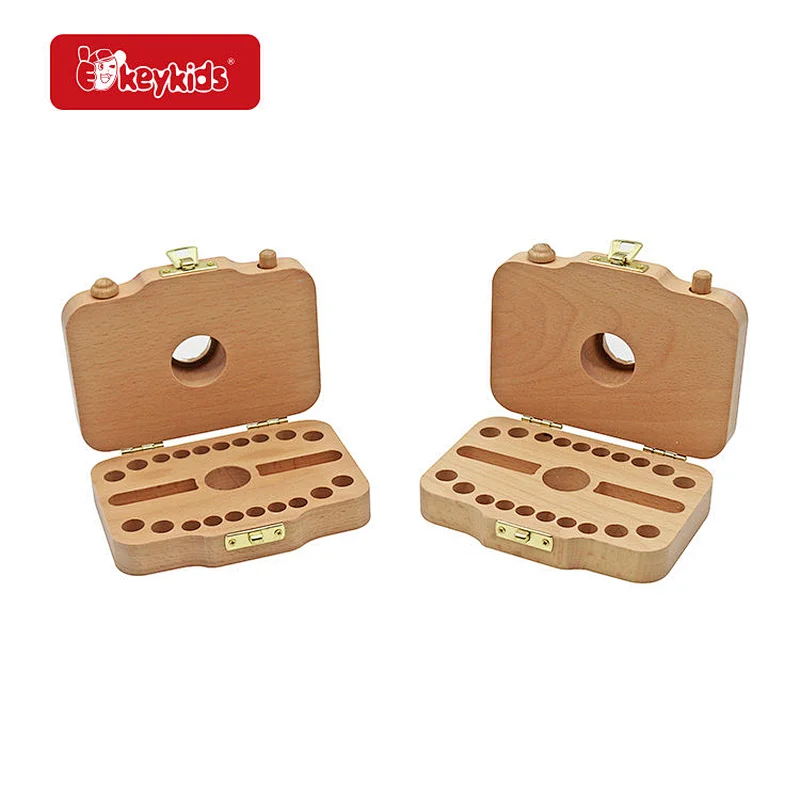 Baby Mike Tooth Keepsake Camera Shaped Wooden Teeth Storage Box For Gift W18A211
