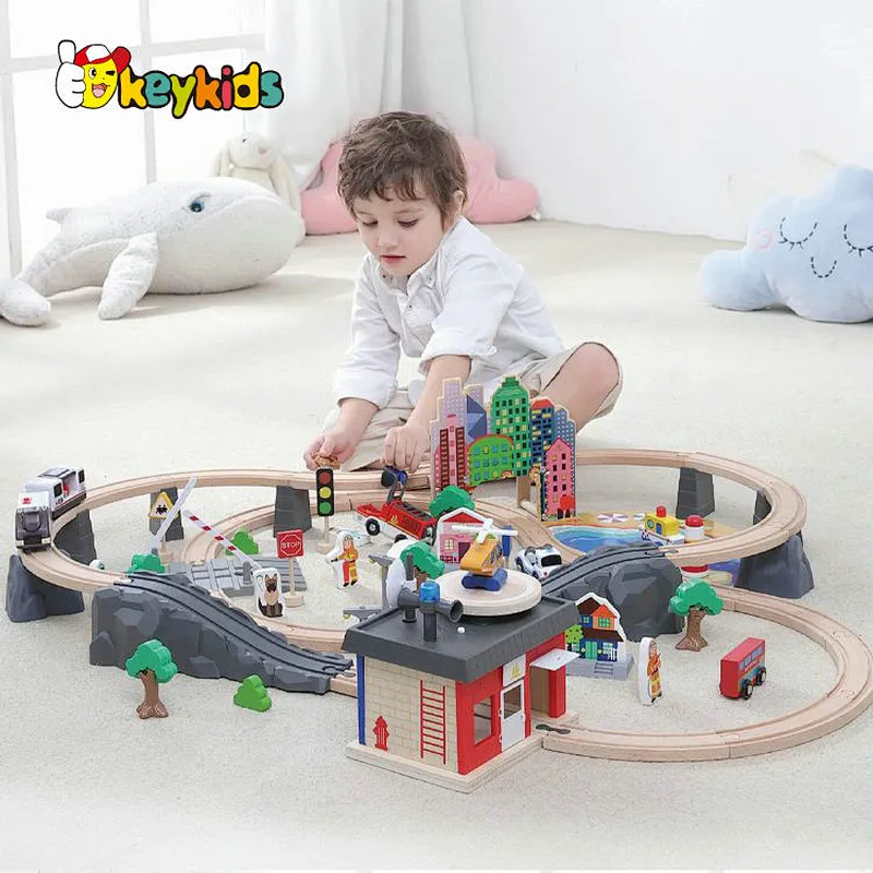 Classical model track wooden electric toy train for kids W04C252