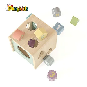 Customize Kids Shape Matching Game Colorful Wooden Shape Sorter Box W12D419