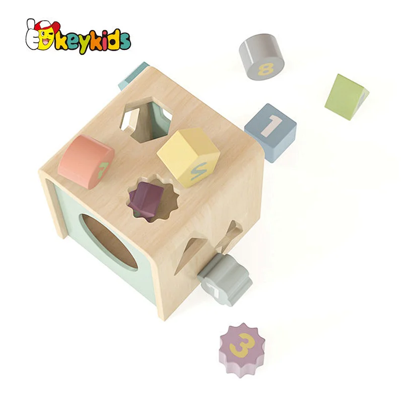 Customize Kids Shape Matching Game Colorful Wooden Shape Sorter Box W12D419
